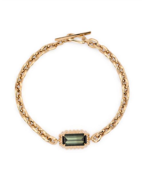 18K Yellow Gold XS Chain Bracelet - Women's - 18kt Yellow Gold/Tourmaline