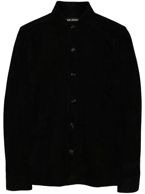 Welding lambskin shirt - Black