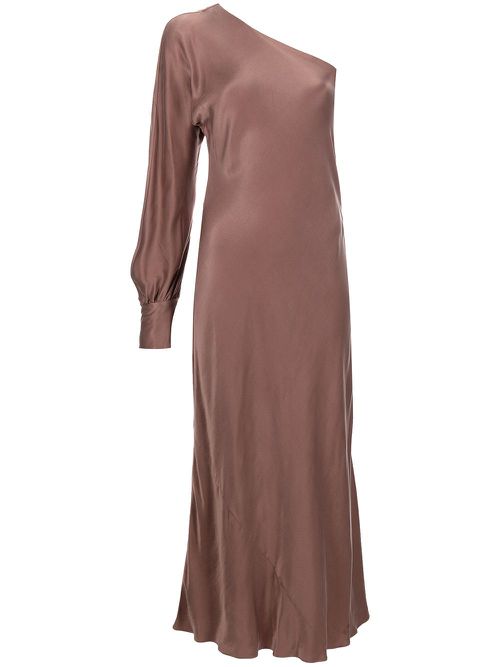 One-shoulder satin midi dress - Purple