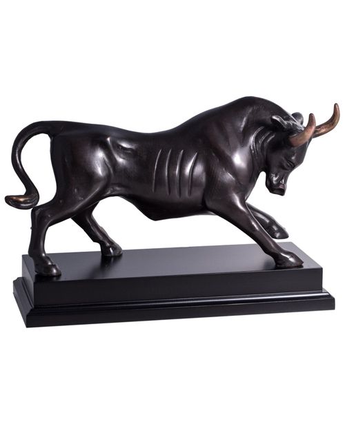 Brass Raging Bull Sculpture