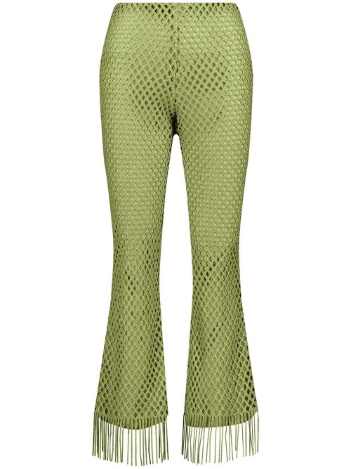Fringed macramé flared trousers - Green