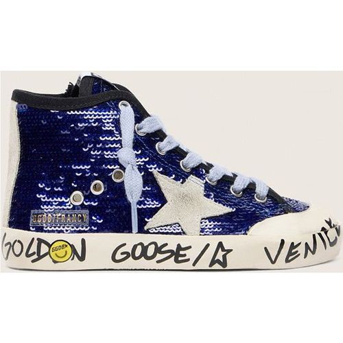 Golden Goose - Young Francy Penstar In Blue Sequins With White Suede Star