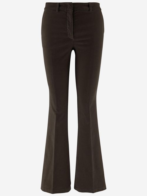 Stretch Cotton Velvet Trousers — Brown