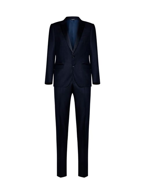 Virgin Wool and Silk Blend Pant Suit — Navy