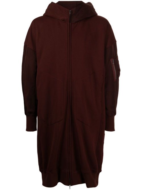 Zip-up hooded coat - Red