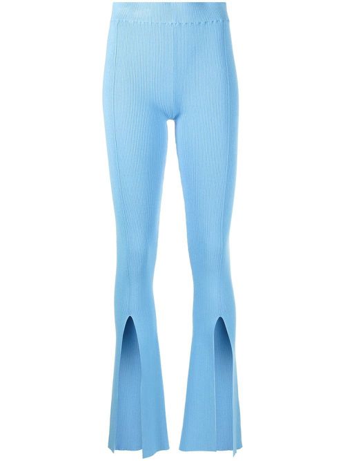 High-waisted knitted trousers - Blue