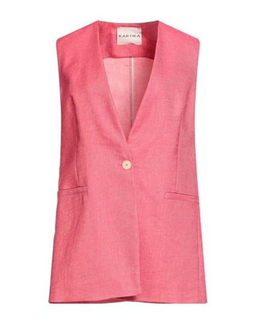 Woman Blazer Coral Size 6 Linen, Viscose, Polyester