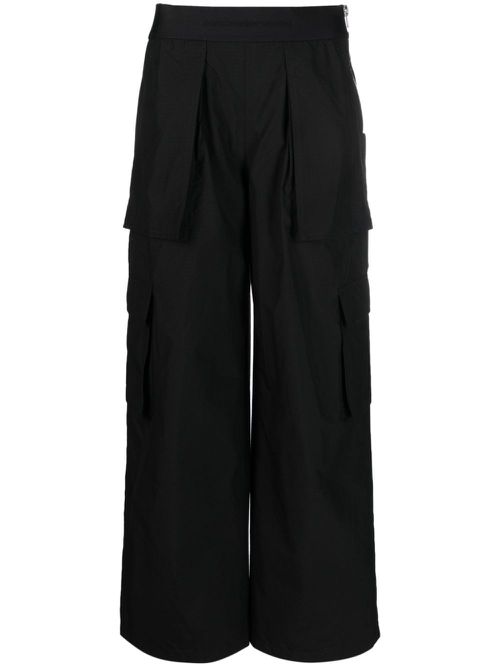 Logo-waistband cargo-pockets trousers - Black
