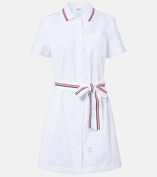 Belted cotton poplin shirt dress