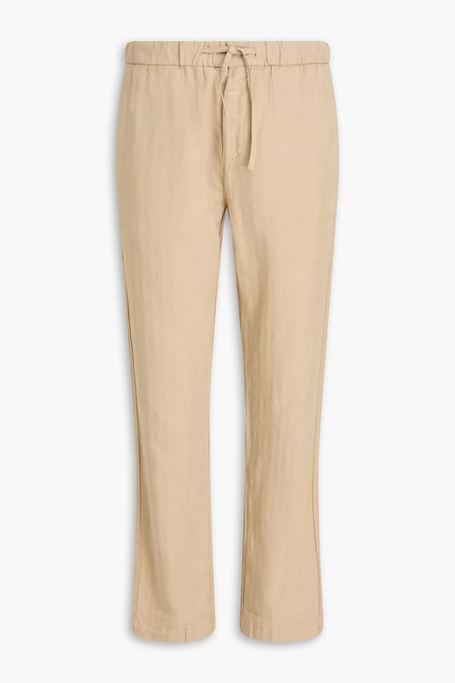 Oscar herringbone Lyocell, linen and cotton-blend drawstring pants - Neutral - 34