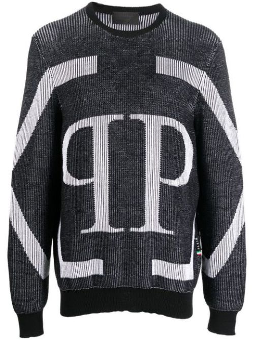 Logo intarsia merino wool jumper