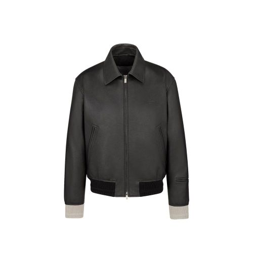 Leather Bomber Jacket — Black