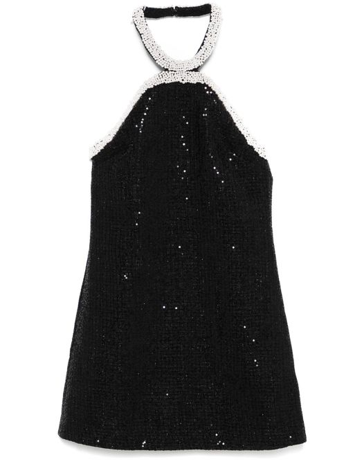 Bouclé pearl-trim mini dress - Black