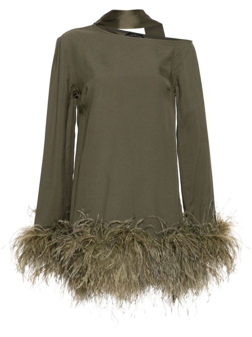 Adige feather-trim minidress - Green