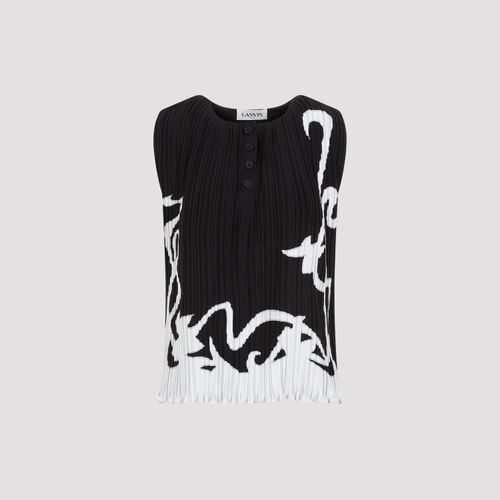 Abstract-print Pleated Blouse