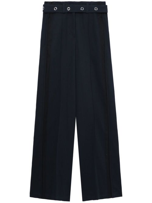 Belted pleat-detail straight-leg trousers - Blue