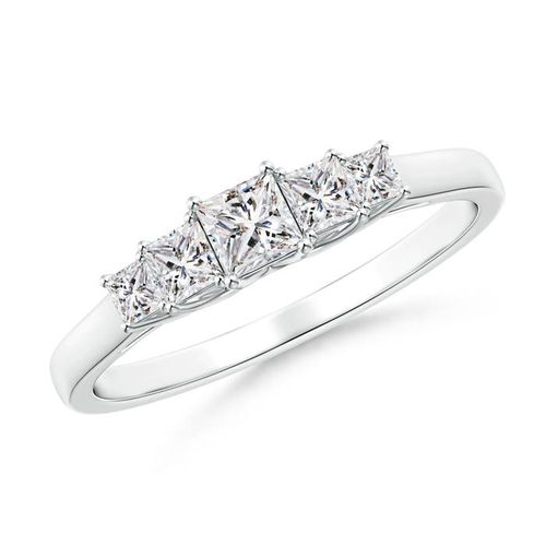 Angara 0.46 Carat Graduated Princess-Cut Trellis Diamond Five Stone Ring in Platinum