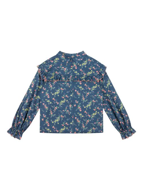 Floral print buttoned shirt - Blue