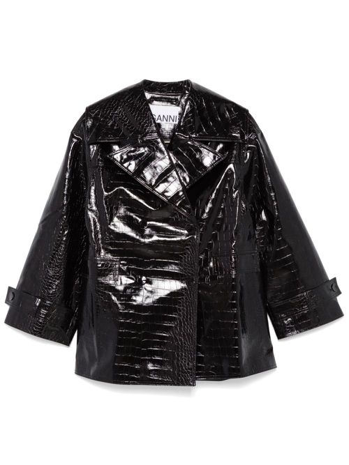Croc-embossed jacket - Black