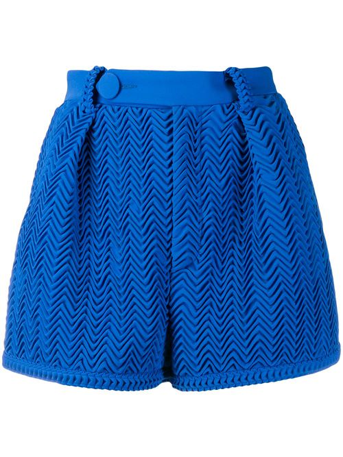 Pleated wave pattern shorts - Blue