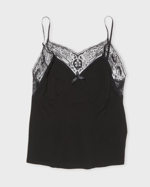 Acne Studios Top Camisole Lace Crepe Jersey Black
