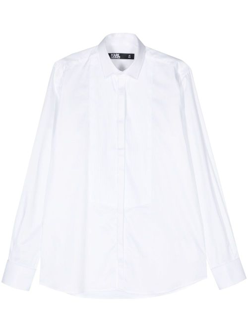 Smocking-detail poplin shirt - White