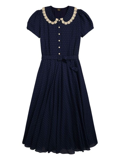 Belted printed dress - Blue