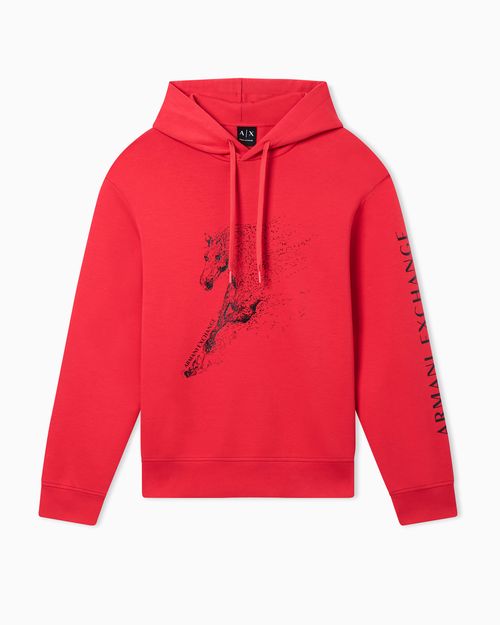 Hoodie with logo and horse print