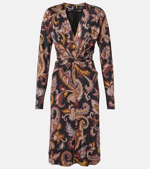 Paisley gathered midi dress