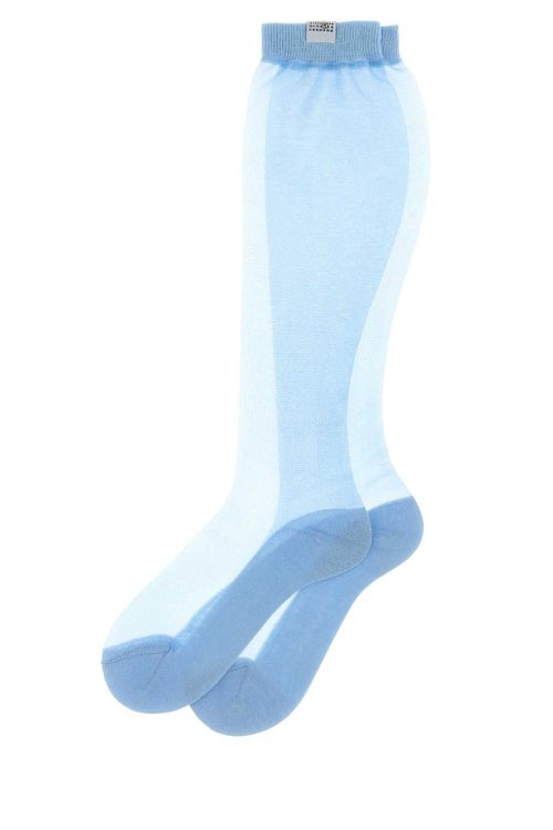 Organza-Panelled Socks Socks — Blue