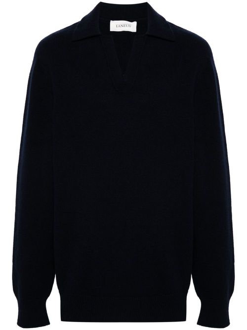 Knitted polo sweater - Blue