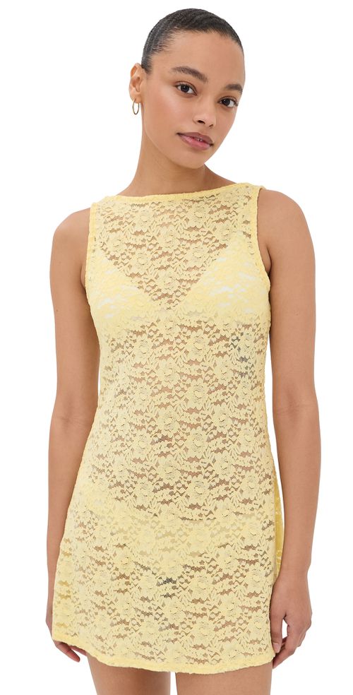Harper Lace Mini Dress Yellow