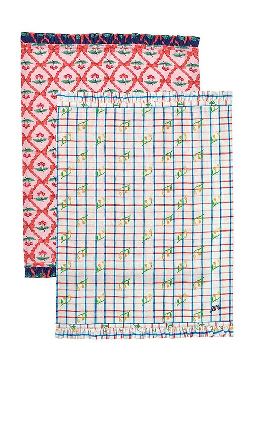Damson Madder GESCHIRRTÜCHER SET OF 2 TEA TOWELS in Pink