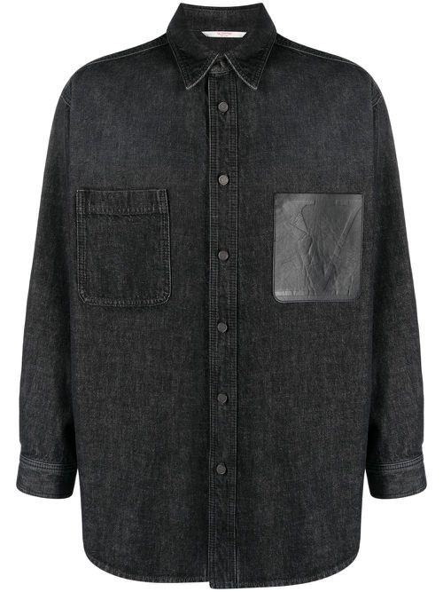Logo pocket denim shirt - Black