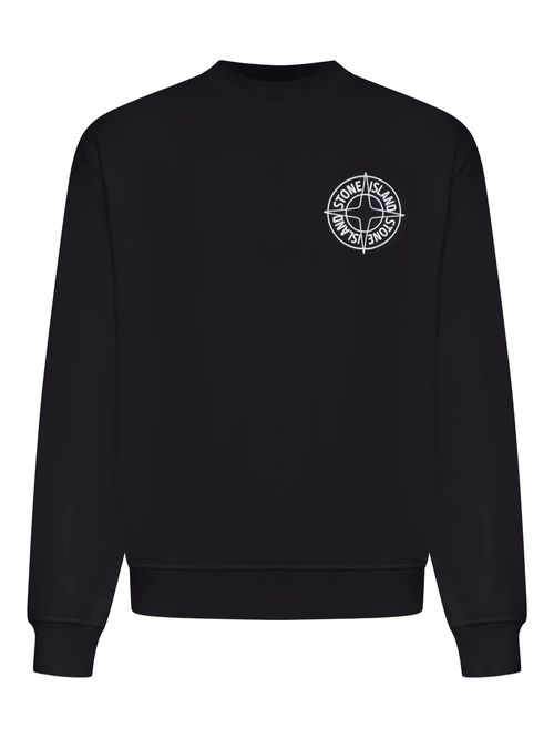 Man Ribbed Neckline Sweatshirt with Raised Compass Logo Print