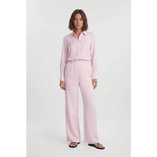 Karen Millen Women's Hammered Satin Wide Leg Woven Trouser in Pink