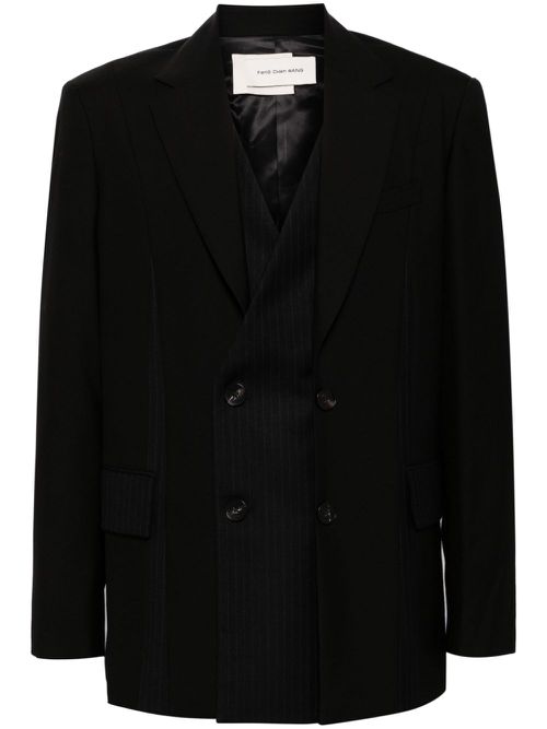 Pleated tailored blazer - Black