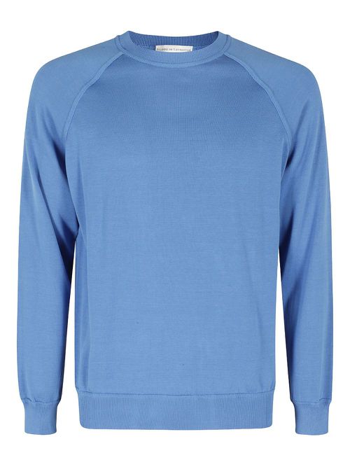 Crew-neck raglan-sleeves sweater - Blue