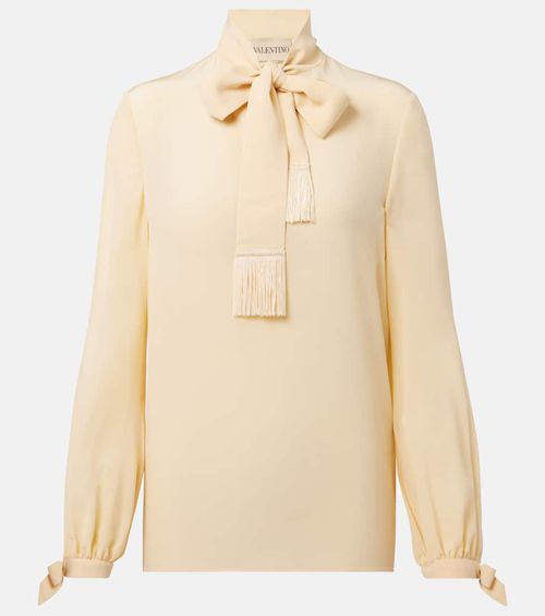 Bow-detail silk crêpe shirt