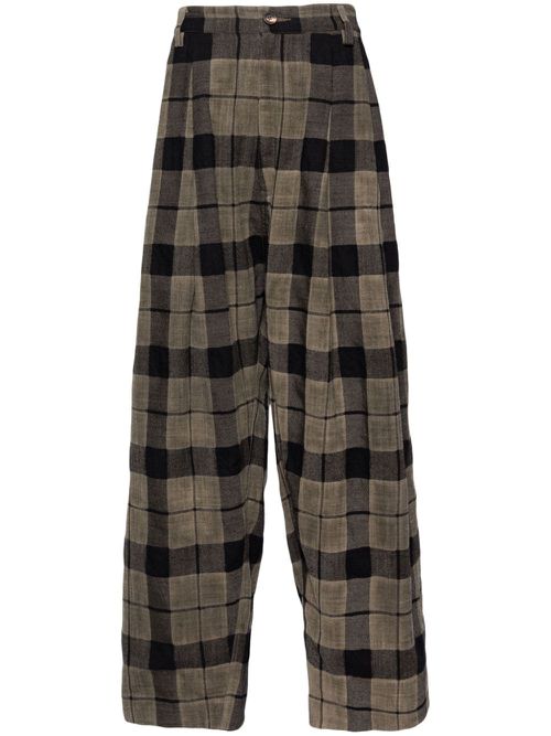Checked straight-leg trousers - Grey
