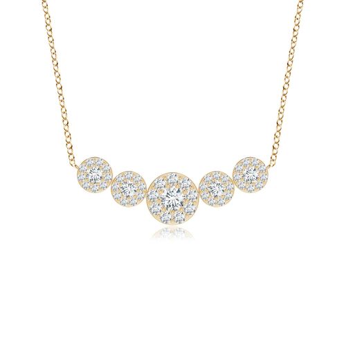 Angara 0.32 Carat Graduated Five Stone Diamond Halo Necklace in 14K Yellow Gold