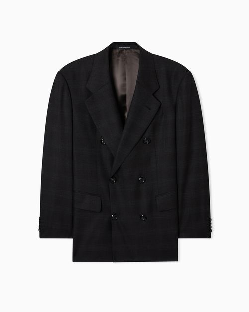 Double-breasted blazer in a Prince of Wales check super 130s wool