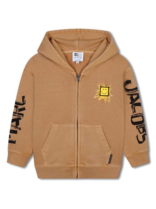 Zip-up cotton hoodie - Brown