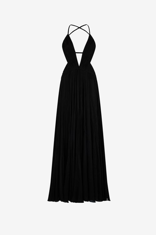 Draped Backless Silk Dress