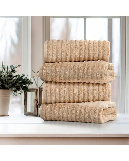 4-Pack Ribbed Egyptian Cotton Bath Towel Set