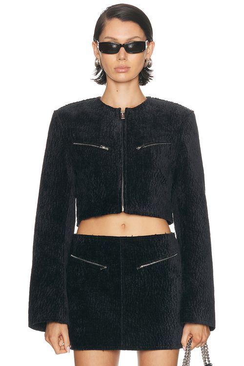 Alexander Wang Cropped Boxy Jacket in Black - Black. XS also in