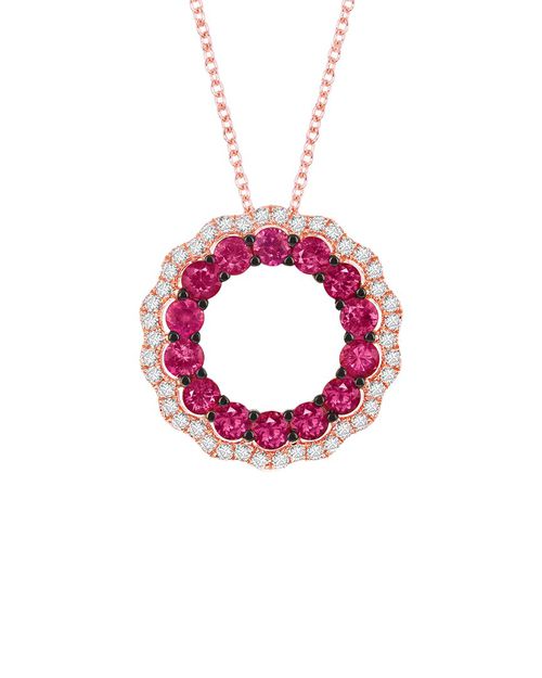 14K Strawberry Gold 1.38 ct. tw. Diamond & Ruby Pendant Necklace