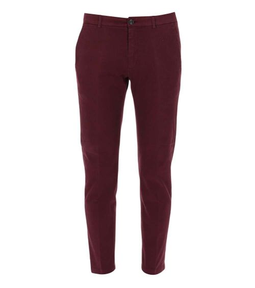 Red Slim Flat Front Pants