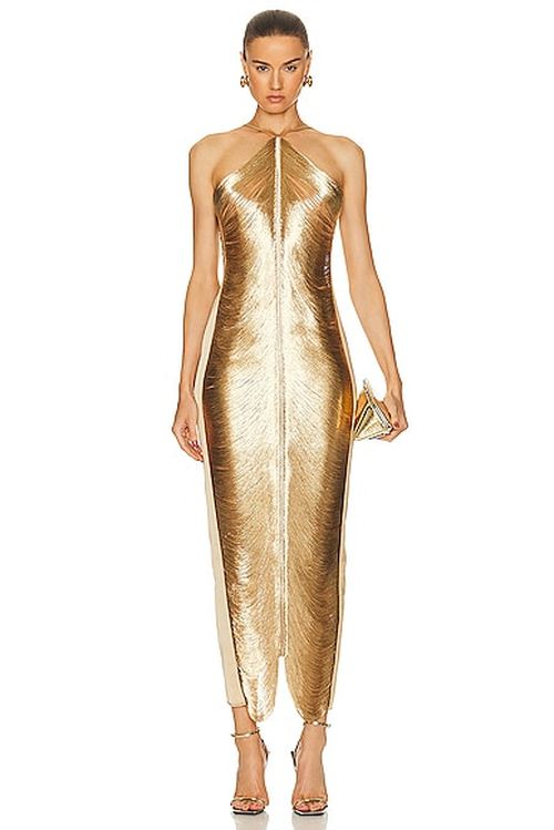 Cult Gaia Renata Gown in Gold in Metallic Gold
