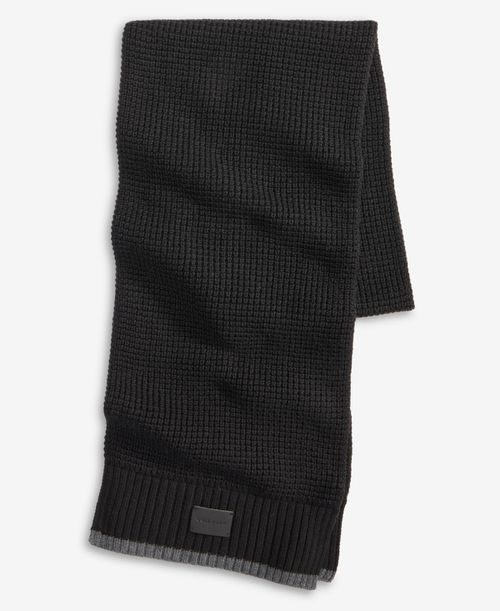 Men's Waffle-Knit Scarf - Black